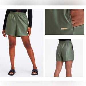 🆕 FABLETICS Vegan Leather Shorts in Smoke Green